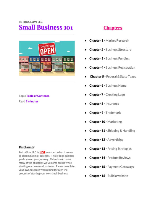 Small Business 101 - E-book